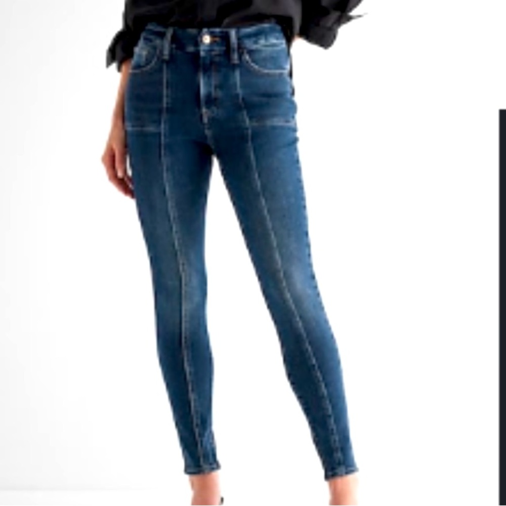 NWOT HIGH WAISTED DARK WASH FRONT SEAM FLEXX SKINNY JEANS
